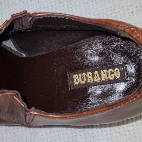 Durango Sz. 8.5 Brown Leather 2" Heeled Pullon Square Toe Booties - Picture 8 of 9